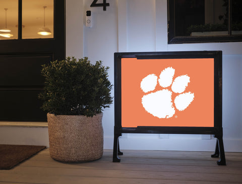 Clemson Paw Print Orange Lumilawn Sign