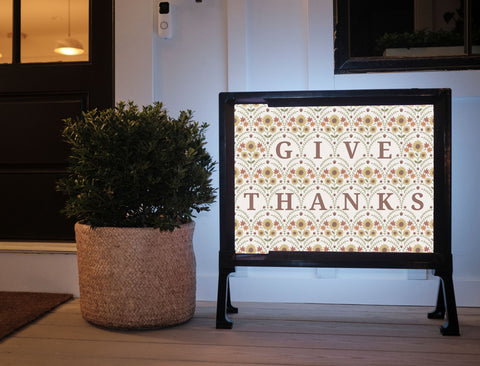 Give Thanks Floral Lumilawn Sign