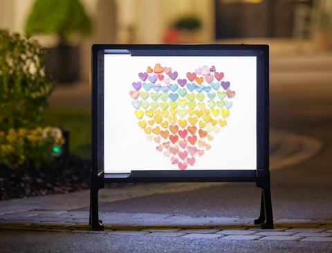 Rainbow Mini Hearts Yard Sign