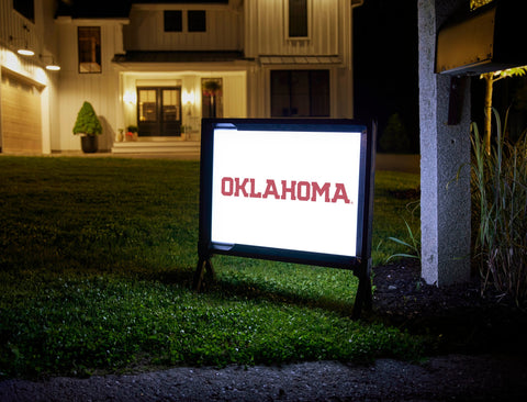 Oklahoma Athletics Wordmark White Lumilawn Sign