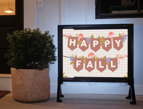 Happy Fall Garland Bright Yard Sign