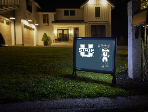 USU Big Blue Mascot Blue Lumilawn Sign