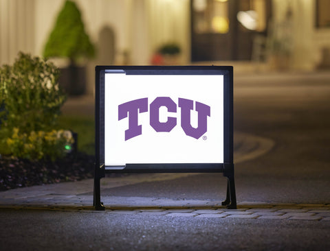 TCU Primary Mark White Lumilawn Sign