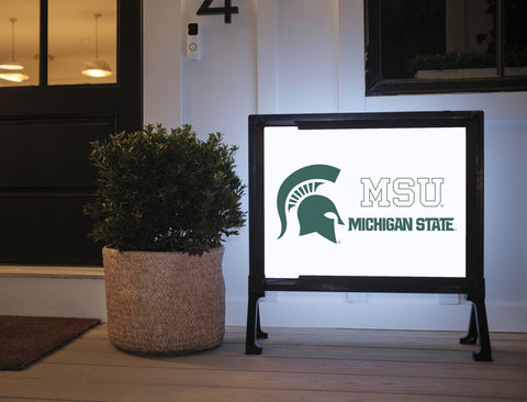 Michigan State MSU Spartan White Lumilawn Sign