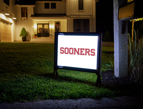 Oklahoma Sooners Wordmark White Lumilawn Sign