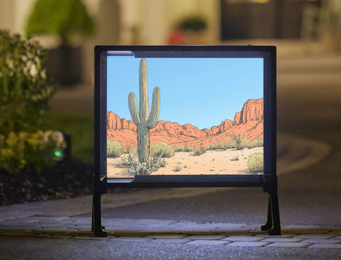 Desert Cactus Clear Day Landscape Lumilawn Sign