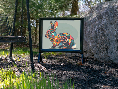 Floral Bunny Rabbit Decor Yard Sign