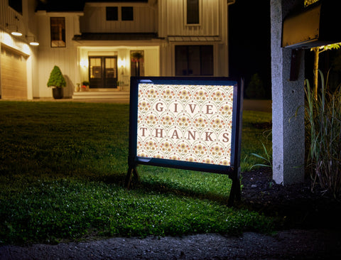 Give Thanks Floral Lumilawn Sign