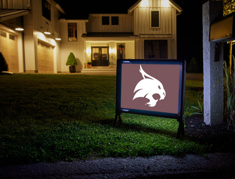 Texas State Bobcat Head Maroon Lumilawn Sign