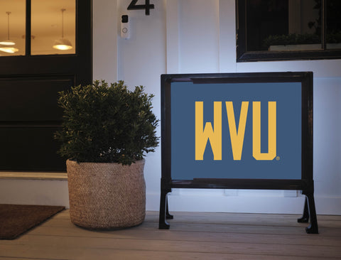 West Virginia WVU Wordmark Blue Yard Sign