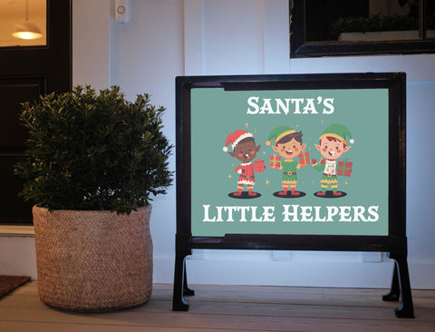 Elves Santas Little Helpers Christmas Yard Sign