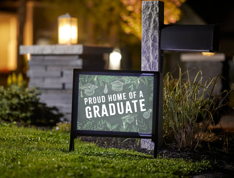 Leafy Chalkboard Graduation Yard Sign