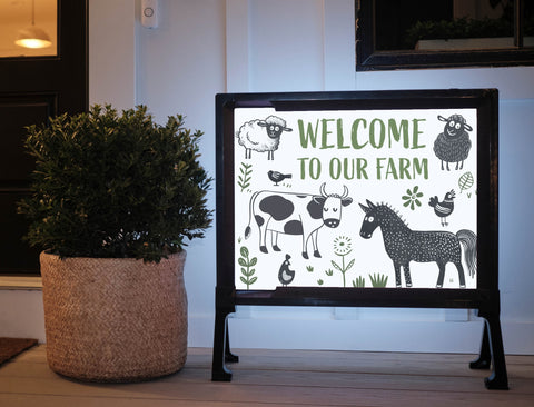 Welcome To Our Farm Cute Illustrated Animals Yard Sign