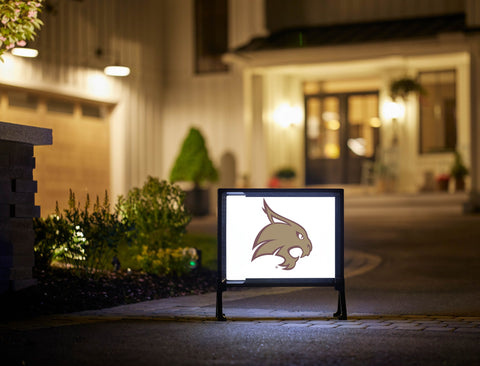 Texas State Bobcat Head White Lumilawn Sign