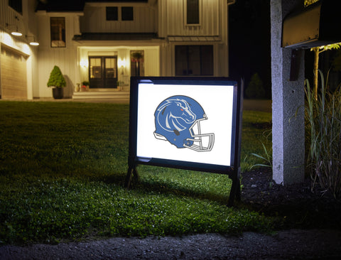 Boise State Blue Helmet Mark White Lumilawn Sign