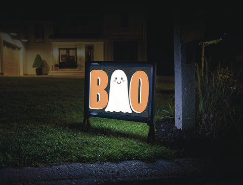 Boo The Cute Ghost Halloween Sign