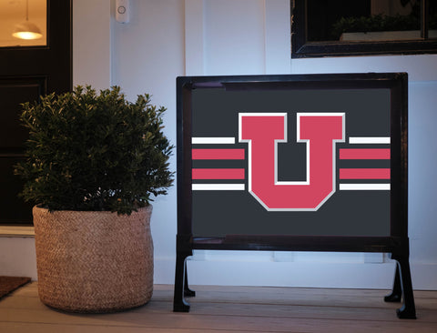 Utah Utes Stripe Black Yard Sign