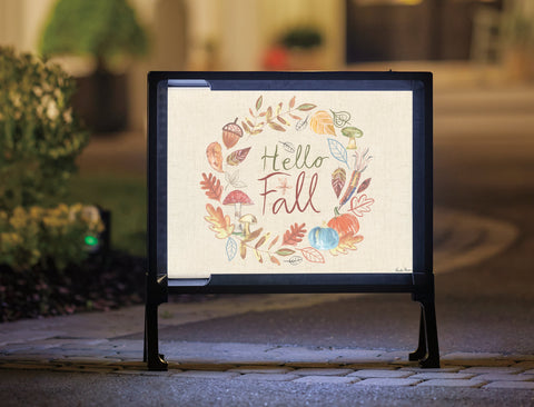 Welcoming Hello Fall Wreath Yard Sign