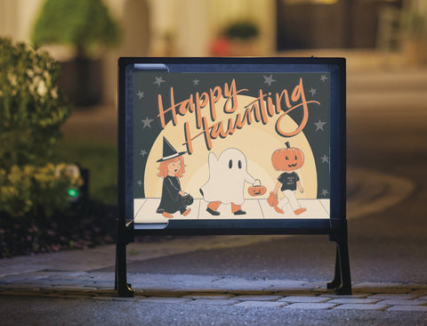 Happy Haunting Retro Halloween Lumilawn Sign