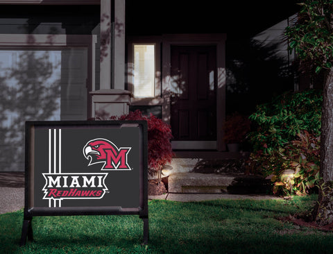 Miami RedHawks M Mascot Black Lumilawn Sign