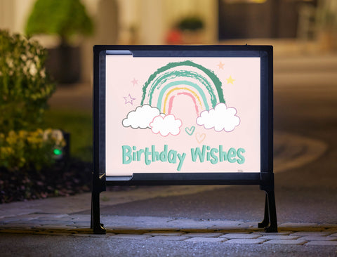 Pink Rainbow Dream Birthday Wishes Yard Sign