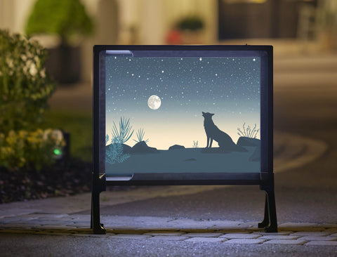 Coyote Howling Moon Desert Yard Sign