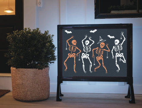 Skeleton Boogie Halloween Yard Sign