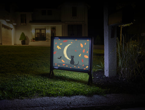 Cat And Moon Fall Yard Sign