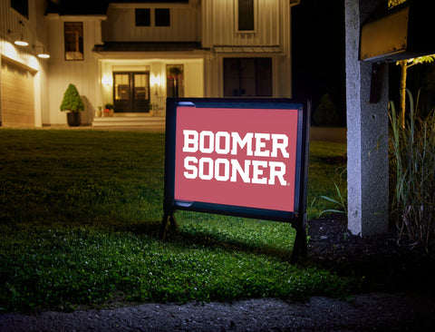 Oklahoma Boomer Sooner Wordmark Crimson Yard Sign