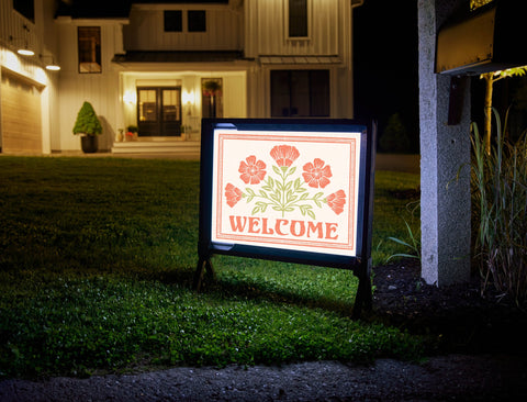 Poppy Flower Welcome Lumilawn Sign