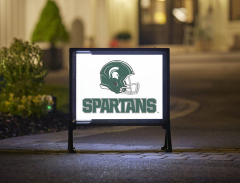 Michigan State Helmet Spartans White Lumilawn Sign