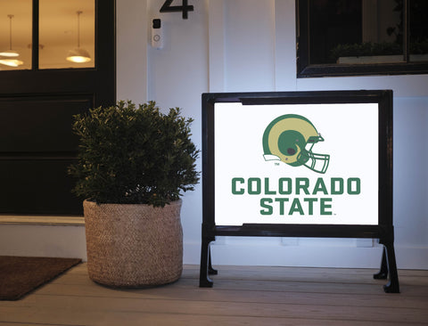 Colorado State Helmet White Lumilawn Sign