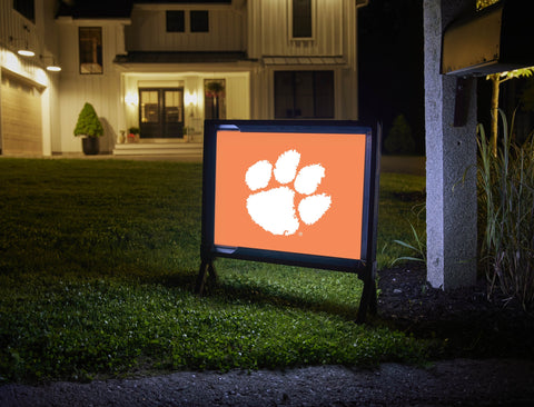 Clemson Paw Print Orange Lumilawn Sign