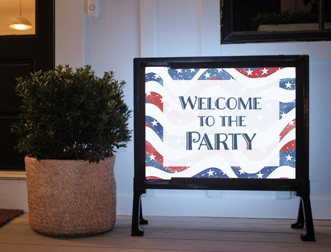 Patriotic Wavy Welcome Yard Sign