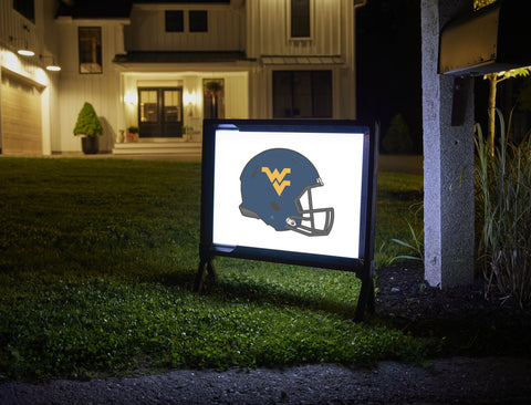 West Virginia Helmet Blue Mark White Lumilawn Sign