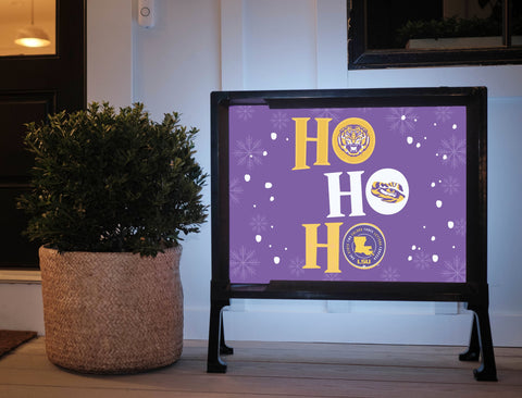 HO HO HO Purple LSU Yard Sign