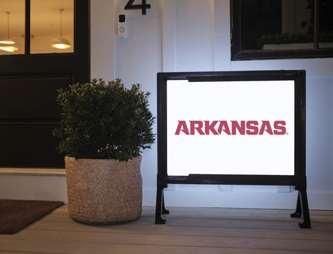 Arkansas Wordmark White Lumilawn Sign