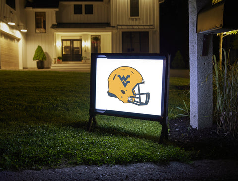 West Virginia Helmet Gold Mark White Lumilawn Sign