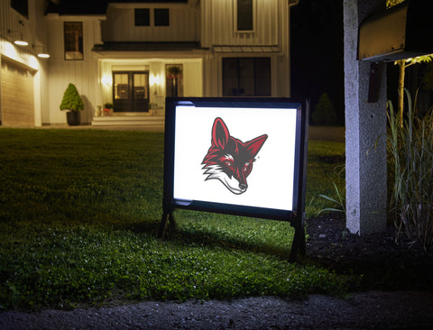 Rutgers Newark Fox Mascot White Lumilawn Sign