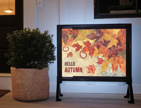 Hello Autumn Leaves Mosaic Yard Sign