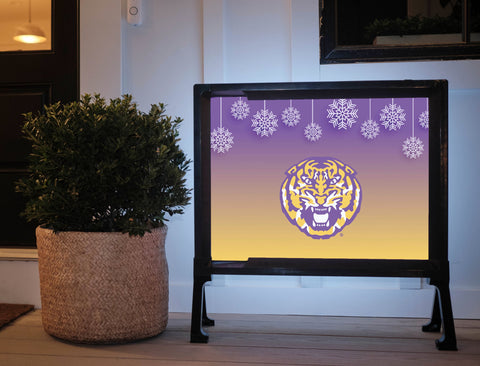 Snow Flakes Tiger LSU Holiday Lumilawn Sign