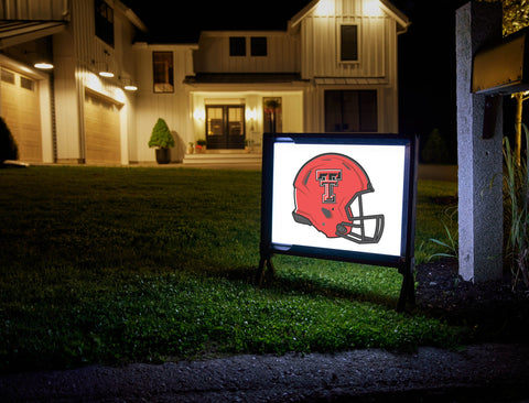 Texas Tech Red Helmet White Lumilawn Sign