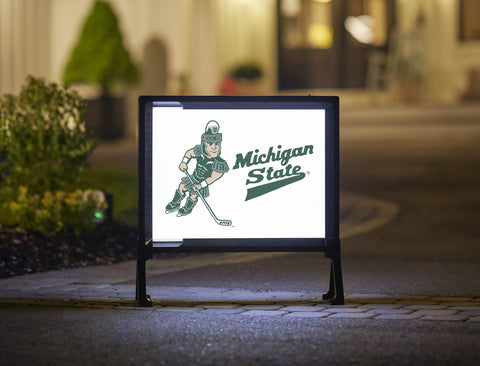 Michigan State Sparty Hockey White Lumilawn Sign