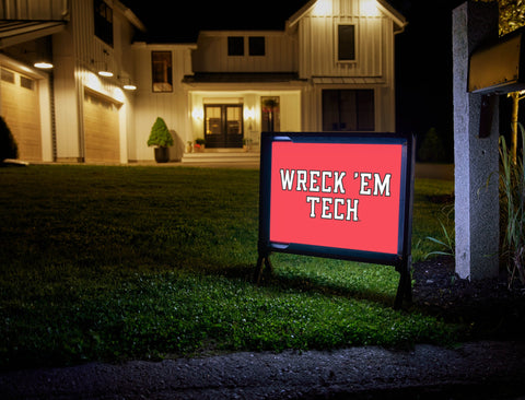 Texas Tech Wreck Em Red Lumilawn Sign