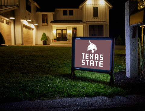 Texas State Mascot Maroon Lumilawn Sign