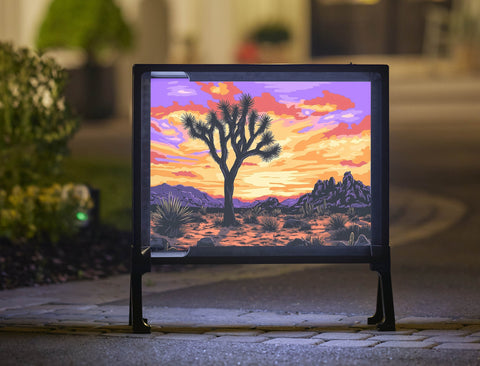 Joshua Tree Desert Sunset Landscape Lumilawn Sign