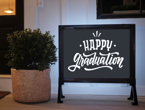 Black and White Happy Graduation Lumilawn Sign