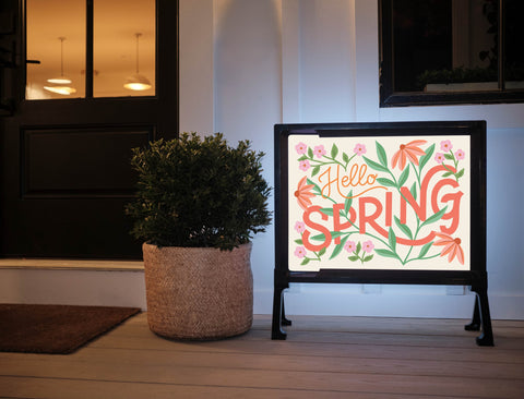 Hello Spring Floral Lumilawn Sign