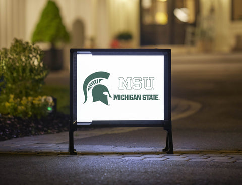 Michigan State MSU Spartan White Lumilawn Sign