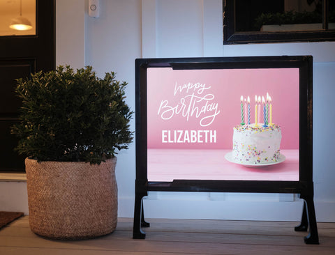 Custom Pink Cake Birthday Yard Sign